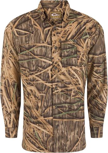 Drake Waterfowl Men's 8-Shot Flyweight Long-Sleeved Shirt | Moisture-Wicking Quick-Drying Lightweight Camo Hunting Shirt, Old School, Size: 2XL in Saudi Arabia