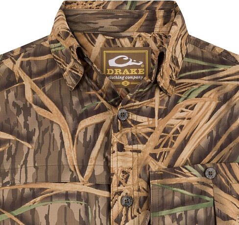 Drake Waterfowl Men's 8-Shot Flyweight Long-Sleeved Shirt | Moisture-Wicking Quick-Drying Lightweight Camo Hunting Shirt, Old School, Size: 2XL in Saudi Arabia