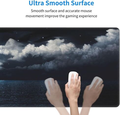 Large Desk Mat, Moon Illuminating The Clear Blue Ocean Design Desk Pad Mouse Pad Gaming Mousepad Extended XXL Keyboard Pad 31.5 x 11.8 in Laptop Computer Mouse Keyboard Mat for Office Desk Decor in Saudi Arabia
