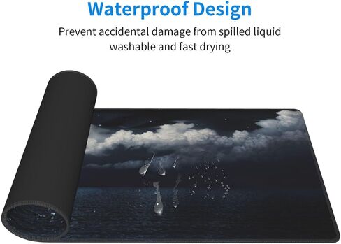 Large Desk Mat, Moon Illuminating The Clear Blue Ocean Design Desk Pad Mouse Pad Gaming Mousepad Extended XXL Keyboard Pad 31.5 x 11.8 in Laptop Computer Mouse Keyboard Mat for Office Desk Decor in Saudi Arabia