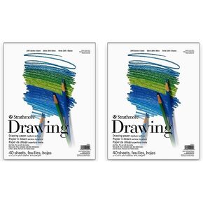 Strathmore 200 Series Drawing Paper, Tape Bound Pad, 11x14 inches, 40 Sheets (64lb/104g) - Artist Paper for Adults and Students - Charcoal, Colored Pencil, Ink, Pastel, Marker