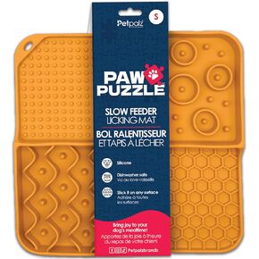 Palz&Co Paw Puzzles Silicone Slow Feeding Mat for Dogs and Cats, Dry and Wet Food - Medium 12"x8", Purple
