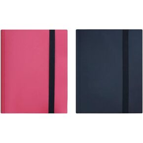 Trading Cards Album Binder, JARAGAR 2 Pack 9 Pockets PU Leather Card Binder Holder 20 Sheets Band Closure Card Storage Case Holds up to 360 Cards Fit for Baseball Football Cards Game Cards