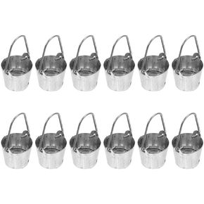 Mipcase 12pcs Mini Bucket Miniature Gardening Toy Mini Barrel Bucket Toy Miniature Garden Bucket Miniature Gardening Bucket Miniature Iron Bucket Delicate Small Bucket Miniature Toy