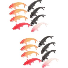 Miniatures 16 Pcs Dollhouse Toys Mini Toys Minature Dollhouse Plastic Goldfish for Dollhouse Micro Landscape Goldfish Mini Carp Fish Figurine Small Fish Material