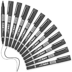 deli Twin Tip Permanent Markers 12 Count，Black | Fine Point & Ultra Fine Point | Fast-Drying and Long-Lasting for Signature & Marking, low odor & non-toxic