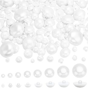 PH PandaHall 340pcs 10 Sizes Shank Buttons, Half Round White Button 8/9/10/11/12/15/17/20/22/25mm Decorative Sewing Buttons Pearl Button Crafting Eyes Buttons for Clothes Dress Blouse Sweaters Shirts