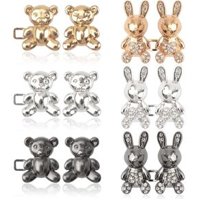 6 Pairs Rabbit Bear Jeans Buttons Pins, Pant Waist Tightener Adjustable Waist Buckles Detachable Pants Clips No Sewing Suitable for Jeans at The Waist