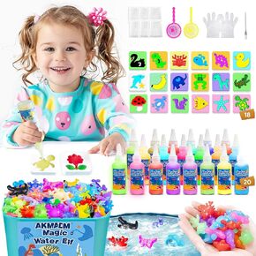 York Magic Water Elf Toy Kit, 20 Colors Water Fairy Water Gel Kit, 60ml Water Elf Set with 18 Shape Molds, Handmade Water Toy, Creative Magic Water Toy kit, Children's DIY Aqua Marine Life(20 Colors)