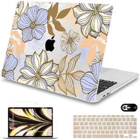 Mektron for MacBook Air 13 Case A1466/A1369 (2010-2017 الإصدار) ، غطاء قشرة صلبة بلاستيكية Snap-on Macbook Air 13.3 بوصة مع غطاء لوحة المفاتيح ، Dahlia Flower C035