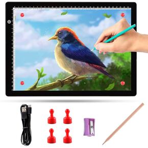 2025 A4 Ultra-Thin Portable Led Light Box, Led Light Pad with 4 Magnets, Light Copy Board Tracing Pad for Diamond Painting Drawing Sketching Animation by USB Powered