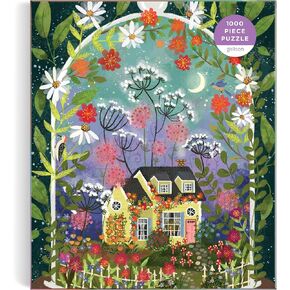 Galison Bloomarium – 1000 Piece Joy Laforme Jigsaw Puzzle Featuring Beautiful Artwork of A Cozy Cottage Encased in A Blooming Terrarium
