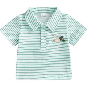 Toddler Baby Boy Shirt Golf Stripes Short Sleeve Button Down T-Shirt Tops Cute Infant Casual Tee Summer Clothes