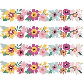 85Ft Floral Bulletin Board Border Decoration Flower Border Strips Wildflower Borders Trim Colorful Flower Bulletin Board Cutouts for School Office Classroom Chalkboard Wall Decor Supplies