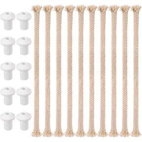 10pcs 1/4 Inch Round Oil Lamp Wicks with 10pcs Holders, 16cm Cotton Candle Wicks Lamp Wicks Oil Lantern Wicks Replacement for Candle Lamp Torch Kerosene Lamp Alcohol Candle Burner