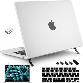 Tuiklol Case for MacBook Air 15 inch 2024 2023 Release M3 A3114 M2 A2941, Bracket Hard Shell Case with Keyboard Cover & Screen Proteactor & Dust Plug for M3 MacBook Air 15.3 inch Cover, Clear