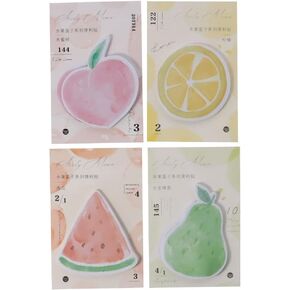 4 Pads Cute Fruit Cartoon Sticky Notes, Kawaii Sticky Notes Funny Self-Stick Notes, for Home Office Working, 30 Sheets Per Pad