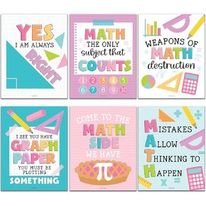 Hadley Designs 6 Colorful Math Posters For Elementary School-Middle School Math Posters, Math Posters For High School, Must Haves, Math Classroom Decor, Math Bulletin Board Sets