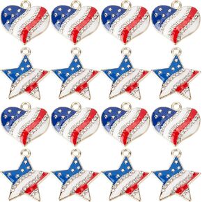 SUNNYCLUE 1 Box 100Pcs American Flag Charms Patriotic Charms USA Independence Day Charm Antique Silver Alloy Charms for Jewelry Making Charm Christmas Tree Decor DIY Necklace Bracelet Earrings Craft
