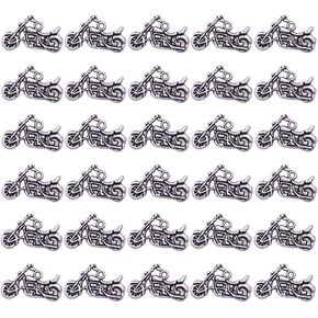 PH PandaHall Motorbike Charms, Motorcycle Beads Tibetan Alloy Charms Punk Style Pendants for Valentines Day Thanksgiving Day Father’s Day DIY Necklace Bracelet Making, 50pcs Antique Silver