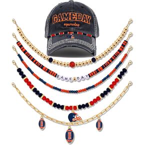 5PCS Game Day Trucker Hat Chains Decorative Football Chains Baseball Cap Chains for Hat Bill Decoration Charms DIY Mesh