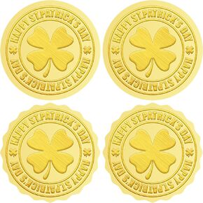 360PCS Golden Embossed St. Patrick's Day Stickers for Envelopes, Gold Foil Shamrock Clover Sticker for St. Patrick's Day Envelope Seals Greeting Card Present Gift Wrapping, 1.5Inch
