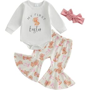 Newborn Baby Girls Easter Outfits Cute Carrot Embroidery Romper and Pants Sets My First Easter Baby Girl Outfits in Kuwait