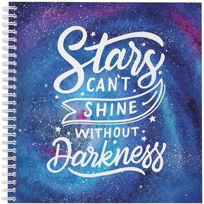 Softcover Stars Shine 8.5" x 8.5" Motivational Spiral Notebook/Journal, 120 Wide Ruled Pages, Durable Gloss Laminated Cover, White Wire-o Spiral. Made in the USA