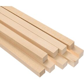 10-Pack Wood Square Dowel Rods, 15/64 x 12 Inch Unfinished Wooden Square Dowel Rod, Hardwood Square Dowel Sticks for Crafts/DIY Projects/Models Making [Wood Color]