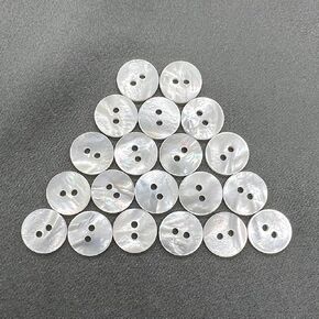 20 Pieces Genuine White Mother of Pearl Buttons for Shirts Dresses Polo DIY Craft (Diameter 11.5MM) MOP 2 Holes Buttons