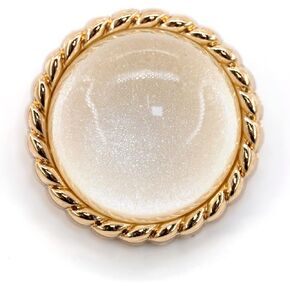 20 pcs Clear Glass Dome White Shimmer Layer Sewing Metal Shank Coat Buttons -25mm -1"