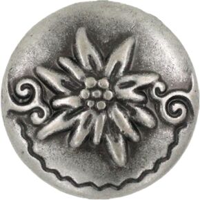 Bezelry 12 Pieces Edelweiss Metal Shank Buttons. 15mm (19/32 inch) (Gray Silver)