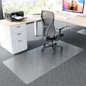 Large Office Chair Mat for Carpets, 45" x 53" Low Pile Carpet Protector for Desk Chair, Easy Glide Transparent Plastic Floor Mat for Rolling Chairs (with Lip)