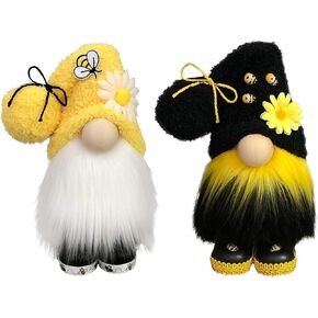 DYHG Bumble Bee Gnomes Plush Decor,World Bee Day Fall Decor,Sunflower Gnome Plush Doll for Home Honey Farmhouse Kitchen Plush Collection (2PC)