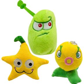 3 PCS PVZ Plant and Zombies Plush Plants Sets 1 2 Stuffed Soft Toys Laser Beans, Star Fruit, Citron, PVZ Figure Doll,Great Gifts for Boys and Girls New