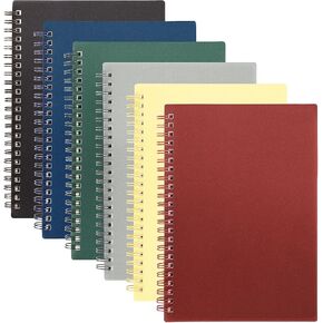 6 Pcs A5 Spiral Notebooks for Work, 160 Pages 8.3 x 5.9in, Lined Notebooks Bulk, Suitable For School, Office, Plastic Cover