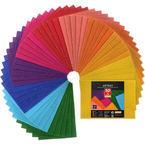 Arteza Craft Felt Leats ، 8.3 × 11.8 بوصة ، مجموعة من 50 ، 5 أنماط ، 10 ألوان كلاسيكية ، قسوة غير منسوجة من المنسوجة لمشاريع الخياطة و DIY in Kuwait