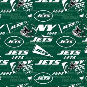 New York Jets Cotton Fabric - NFL Team Logo Cotton Fabric by The Yard, Fat Quarter, Half Yard, 1 Yard, 2 Yard Cuts