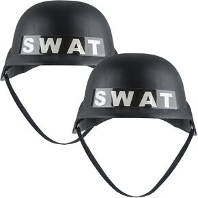 2 Pack Kids SWAT Helmet Toy Dress Up SWAT Hats Plastic America SWAT Hat for Kids Policeman SWAT Party Halloween Costume Accessories