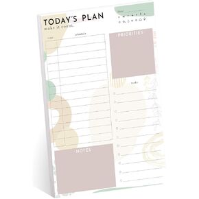 Rule The Day Daily Planner Pad / 8" x 11.5" Sticky Note Fill in Task Tracker/Unique Boho Design/Earth Tone Organizational to Do Lists