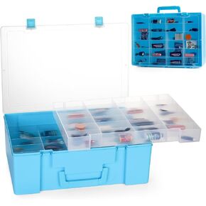 منظم ألعاب RHCOM.72 مقصورة. صندوق تخزين ألعاب متوافق مع سيارات العجلات الساخنة وسيارات Matchbox والألعاب الصغيرة والدمى الصغيرة. حقيبة عرض لتخزين الألعاب مع 3 طبقات من الصواني القابلة للإزالة (أسود)