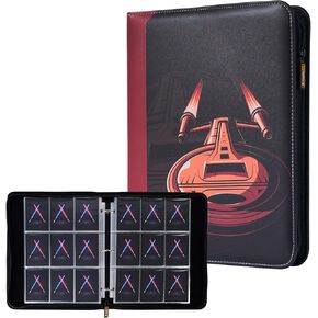 9 Pocket Trading Card Binder, PU Leather Storage Zip Album with 900 Slots Clear Page Sleeves for TCG MTG Baseball Sport Cards Display Collection