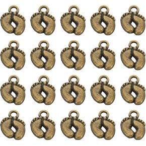 PATIKIL 100pcs Footprint Charm Mini Footprint Pendant Charm Bulk Vintage Metal Cute DIY for Jewelry Making Bracelets Earring