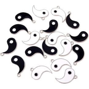 Honbay 20PCS Enamel Alloy Gossip Pattern Yin Yang Charms Pendant, Yoga Meditation Pendants, for Earrings Necklace Bracelet Jewelry Making and DIY Crafts