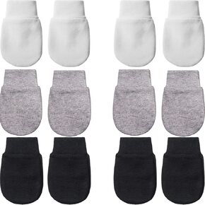 6 Pairs Newborn Baby Mittens No Scratch Gloves Infant Toddler Anti Scratch Essentials Unisex Cotton for 3-9 Months Girls Boys (Light Gray, White, Beige, Light Pink, Light Orange, Light Purple, Solid)