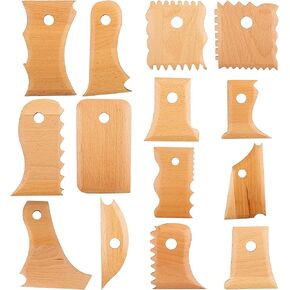 Framendino, 14 Pack Ribs Pottery Tools Foot Shaper Trimming Wood for Carving Clay Molds Ceramics