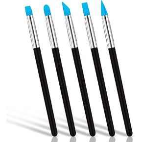 5 PCS Silicone Clay Sculpting Tools, 5 Shapes Rubber Tip Silicone Brush Clay Pottery Carving Tools for Shaping Carving
