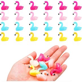 HOMICO 30PCS Mini Flamingo Ducks Tiny Resin Animals Flamingo Decor Colorful Miniature Flamingo Figurines for Craft Home Garden Dollhouse Cake Decorations