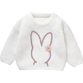 Newborn Baby Girl Valentines Sweater Heart Embroidery Long Sleeve Knitted Pullovers Cute Fall Winter Clothes