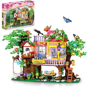 840 Piece Tree House Building Sets,Girls Creative Forest House Building Blocks Kit,STEM Friends Friendship Tree House with Swing Animals Flowers,Christmas Birthday Gifts for Girl Boy Age 6-12+